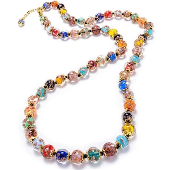 Vintage Jewelry - 🌈 Vintage Cornaro Murano Venetian Sommerso Aventurine Gold Art Glass Necklace